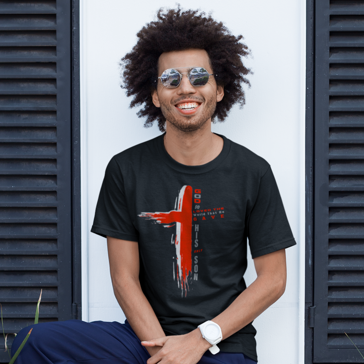 "GOD SO LOVED THE WORLD - JOHN 3:16 CROSS" CUSTOM GRAPHIC T-SHIRT