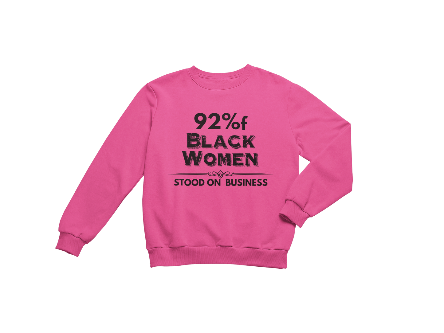 "92% OF BLACK WOMEN STOOD ON BUSINESS" CUSTOM SIGNATURE SWEATSHIRT (BLK PRINT)