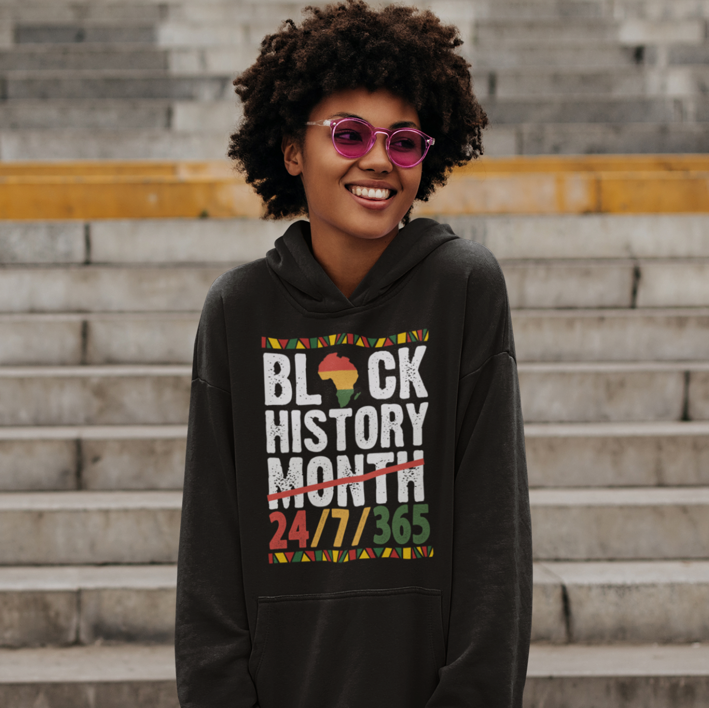 "BLACK HISTORY MONTH - 24 / 7 / 365" CUSTOM GRAPHIC SWEATSHIRT