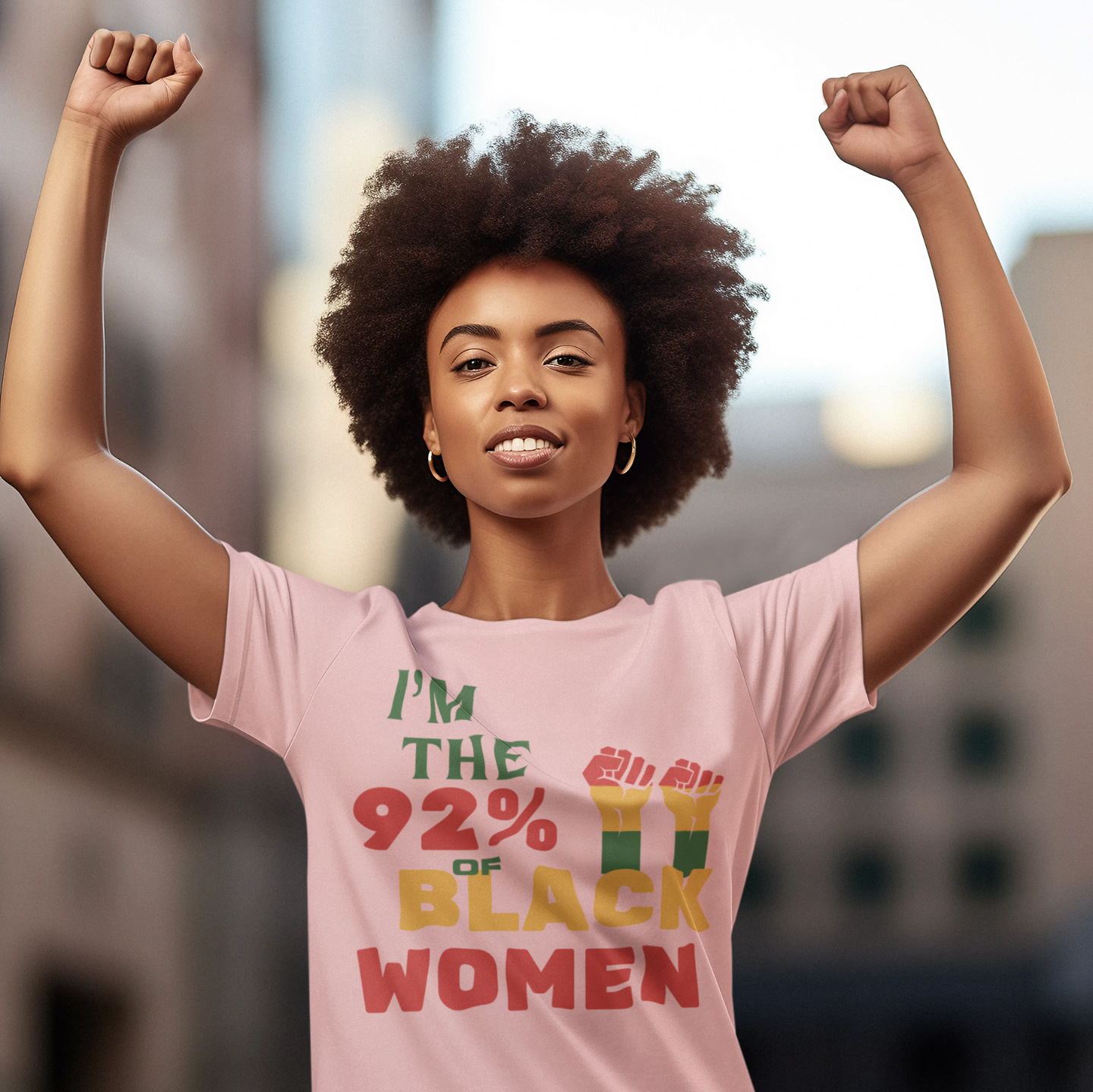 "I'M THE 92% OF BLACK WOMEN" CUSTOM SIGNATURE T-SHIRT (3 COLOR PRINT)