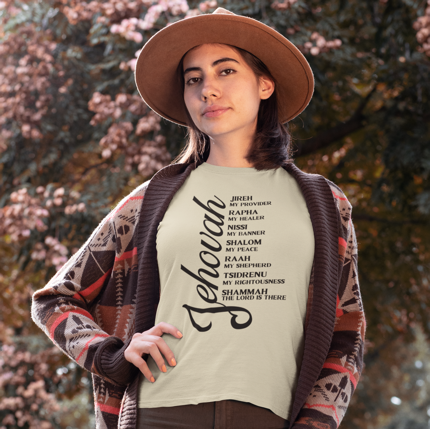 "JEHOVAH - HIS NAMES" CUSTOM GRAPHIC T-SHIRT (BLACK PRINT)