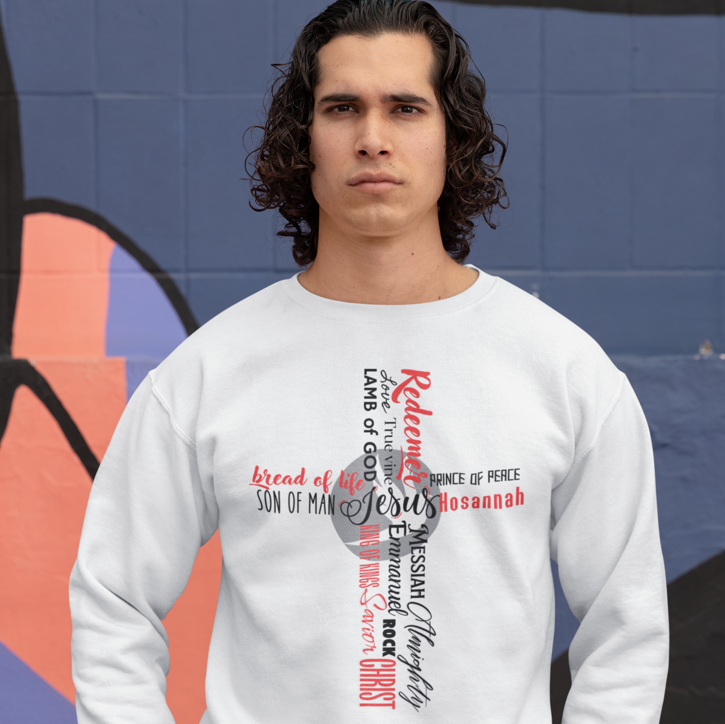 "CROSS OF THE NAMES OF JESUS" CUSTOM DESIGN SWEATSHIRT