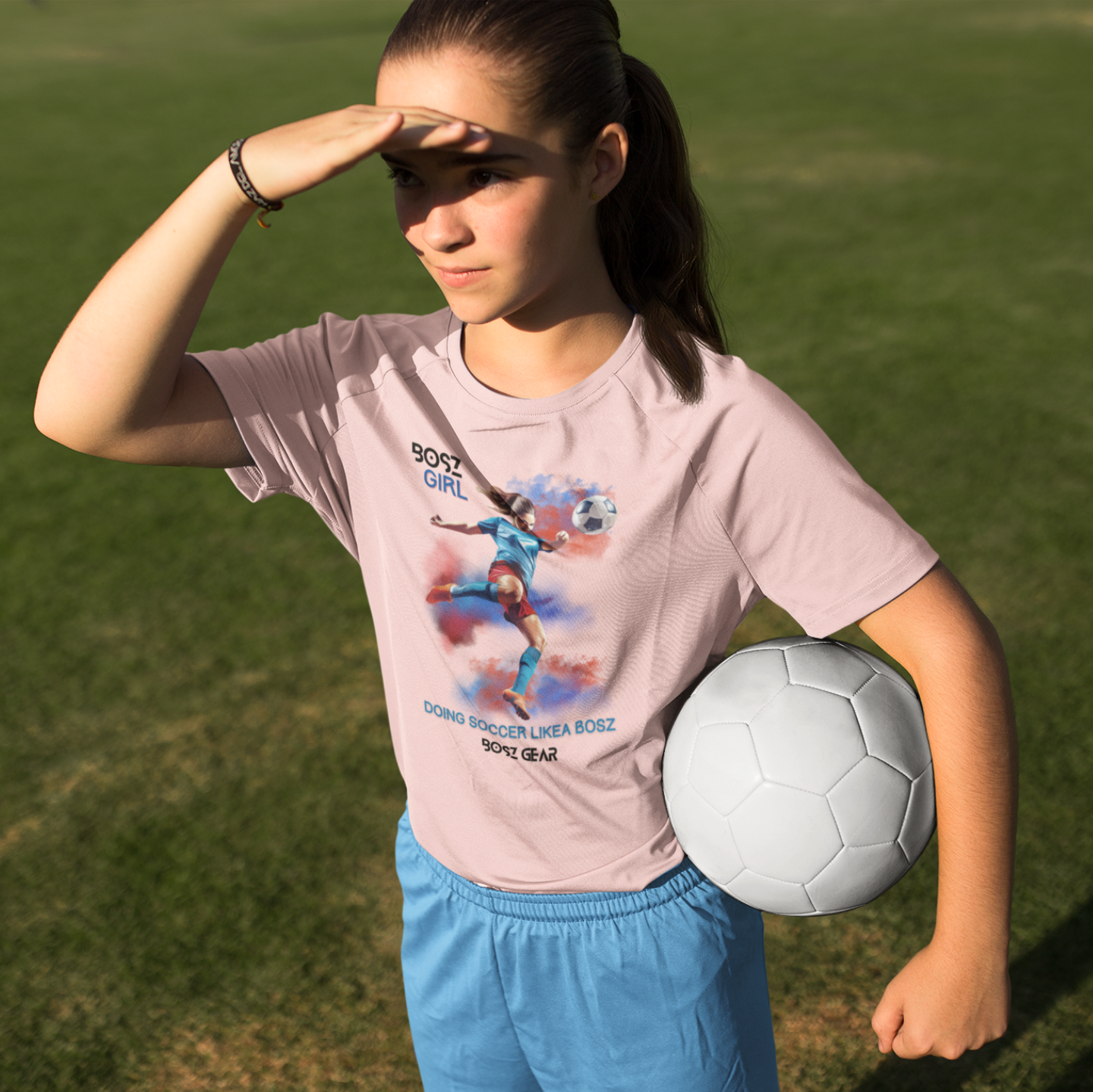 "BOSZ GIRL - DOING SOCCER LIKEA BOSZ" (FEMALE 2) BOSZ GEAR T-SHIRT