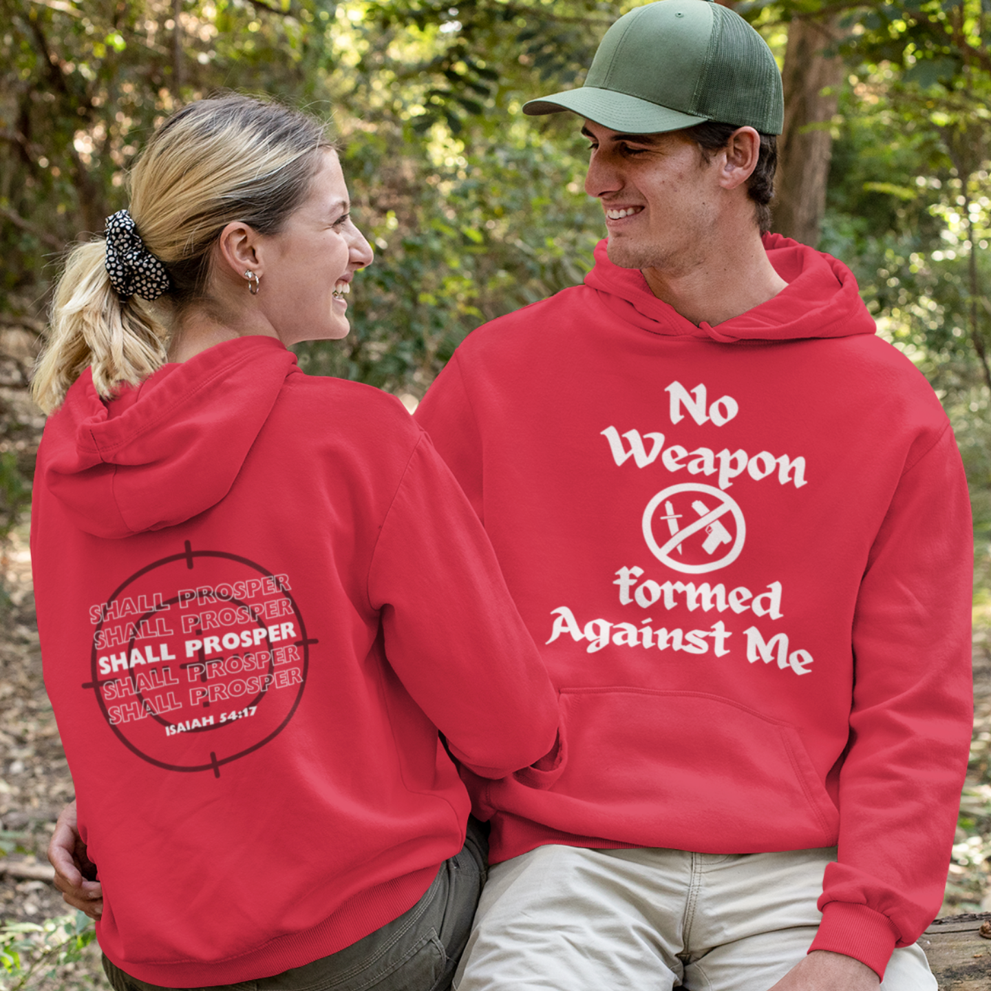 "NO WEAPON WILL PROSPER" SIGNATURE CUSTOM HOODIE (WHITE PRINT)