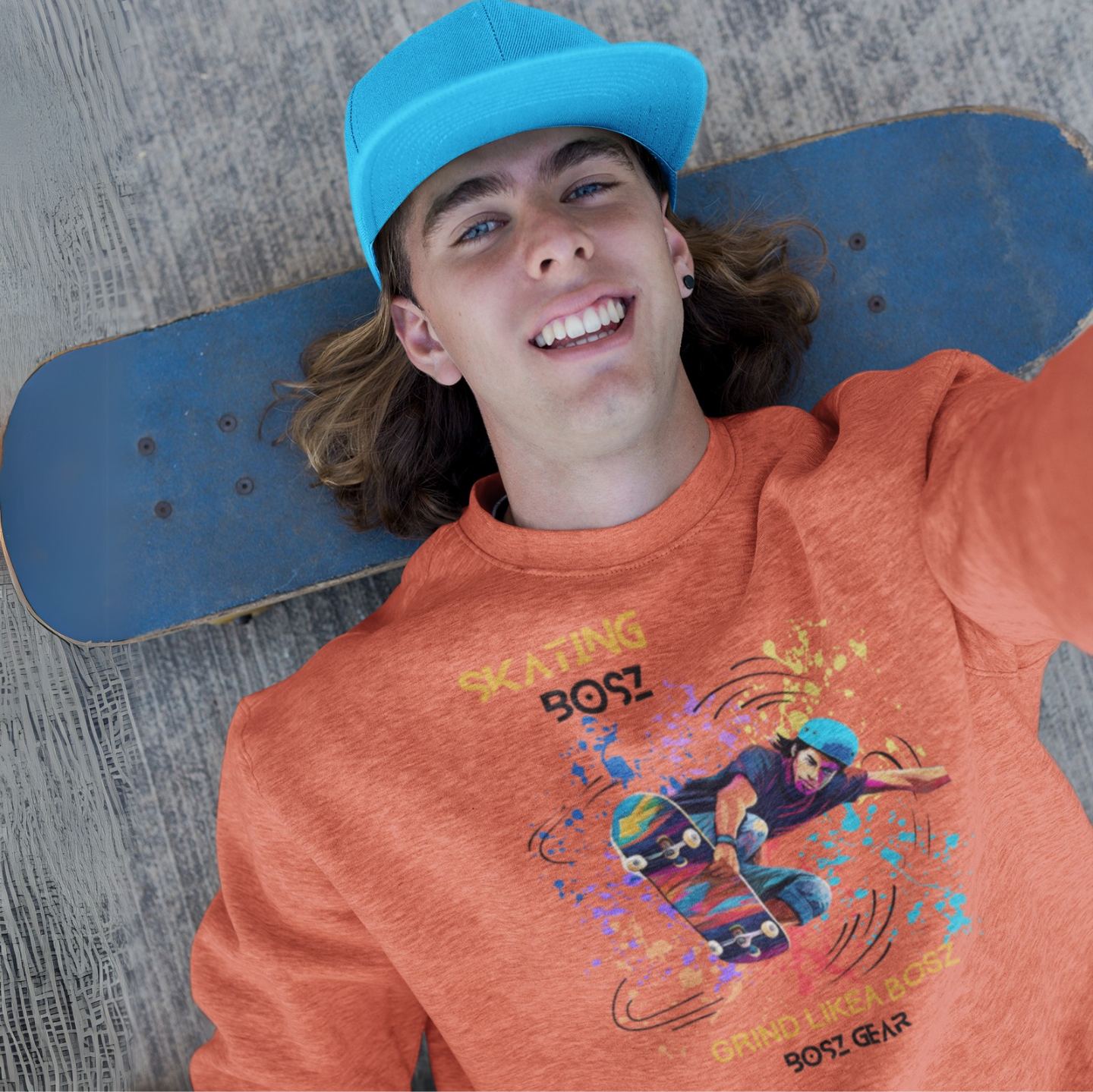 "SKATING BOSZ - GRIND LIKEA BOSZ" (DUDE 1) BOSZ GEAR SWEATSHIRT