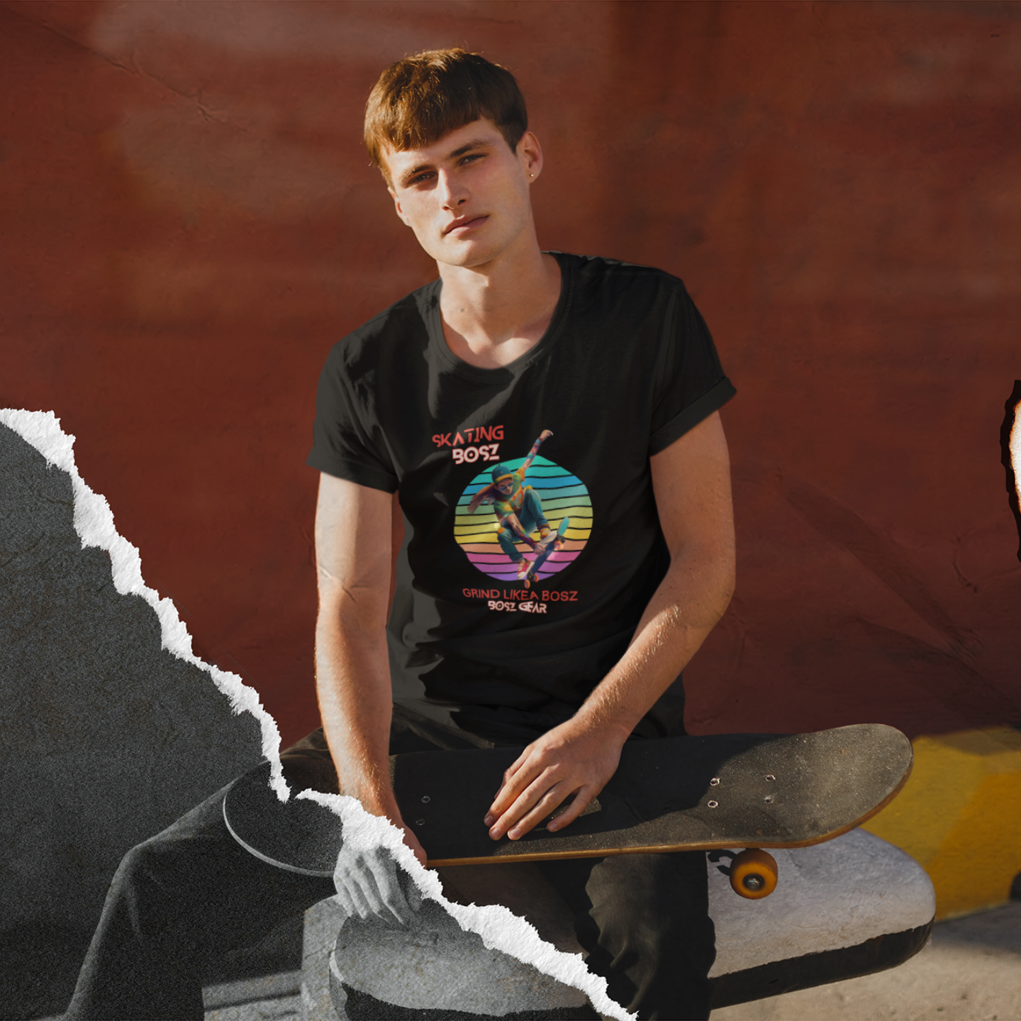"SKATING BOSZ - GRIND LIKEA BOSZ" (DUDE 2) BOSZ GEAR T-SHIRT