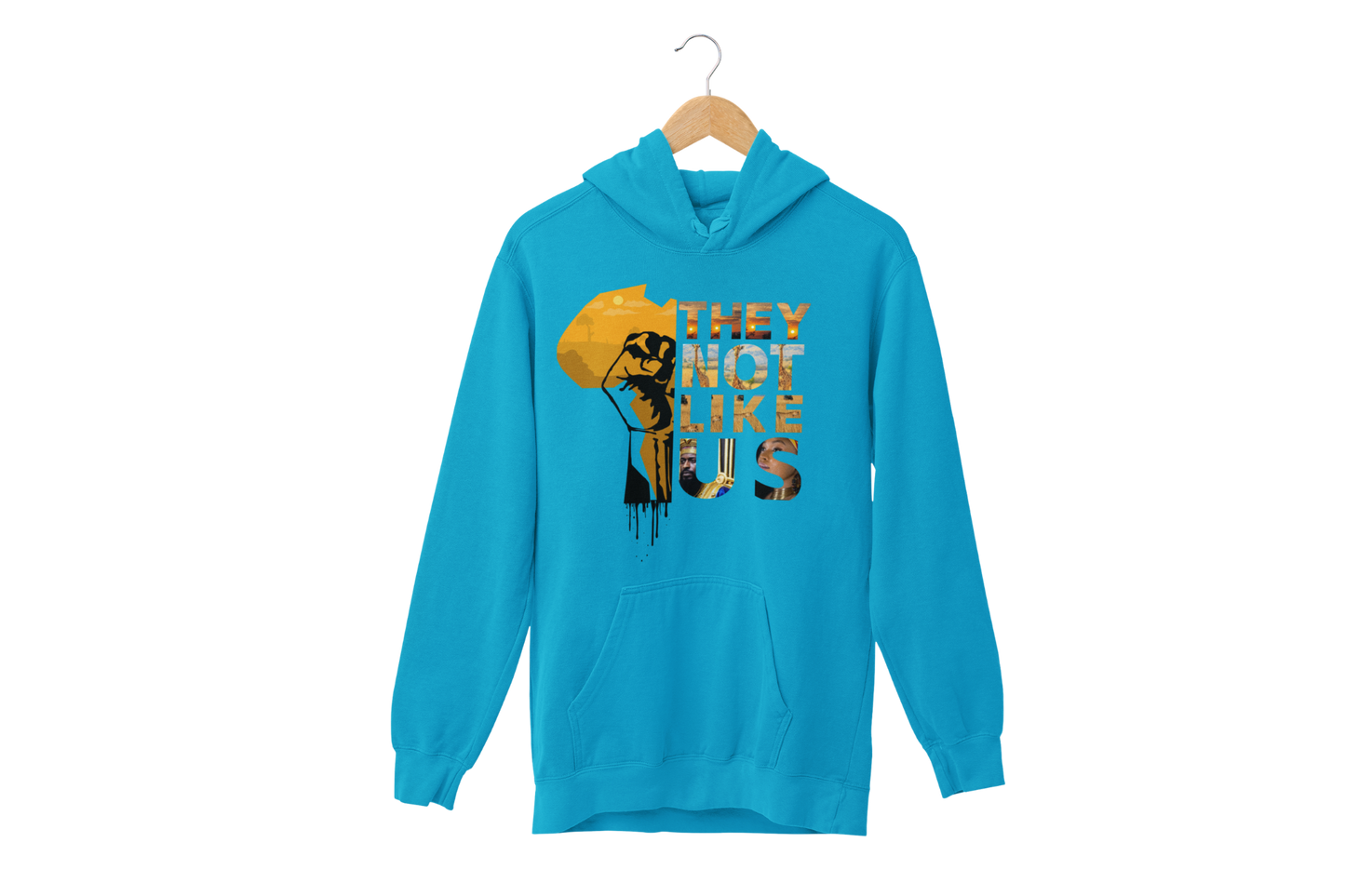 "THEY NOT LIKE US" (GOLD AFRICA) CUSTOM GRAPHIC HOODIE