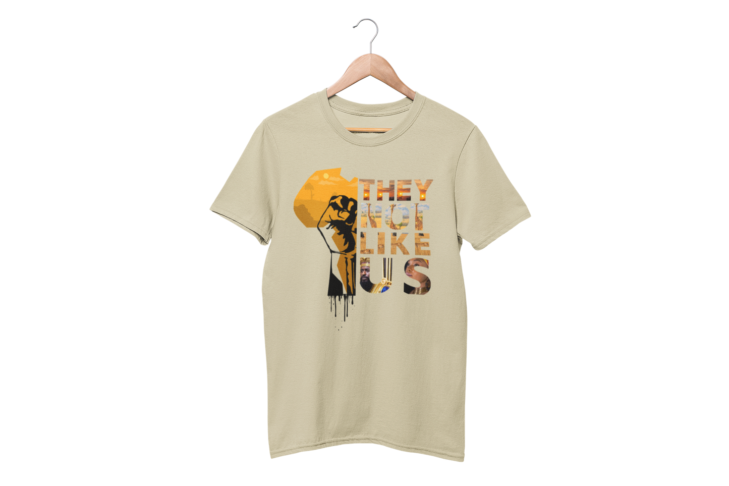 "THEY NOT LIKE US" (GOLD AFRICA) CUSTOM GRAPHIC T-SHIRT