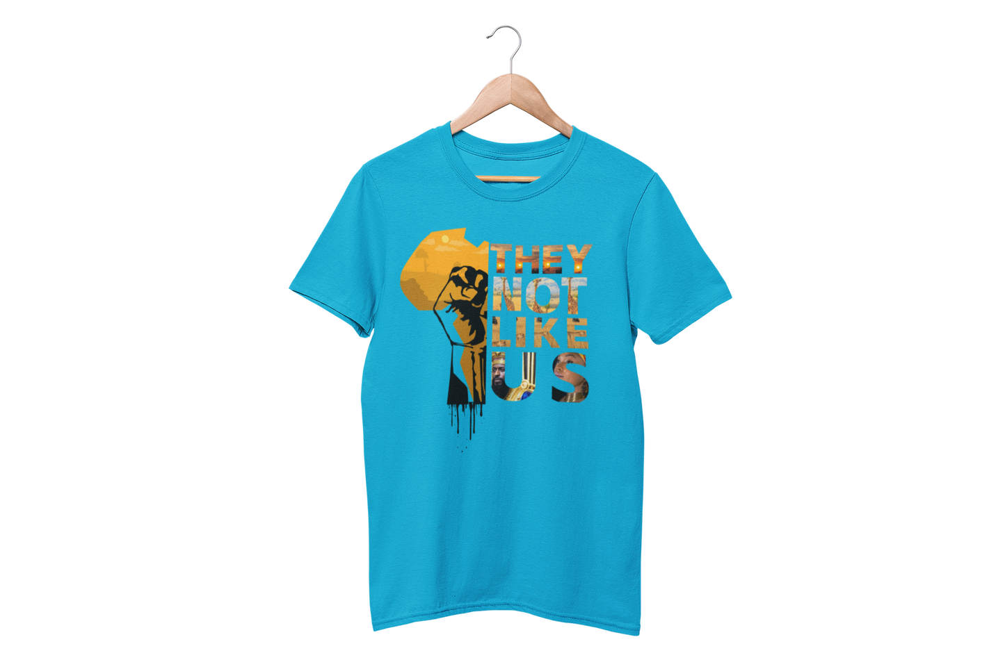 "THEY NOT LIKE US" (GOLD AFRICA) CUSTOM GRAPHIC T-SHIRT
