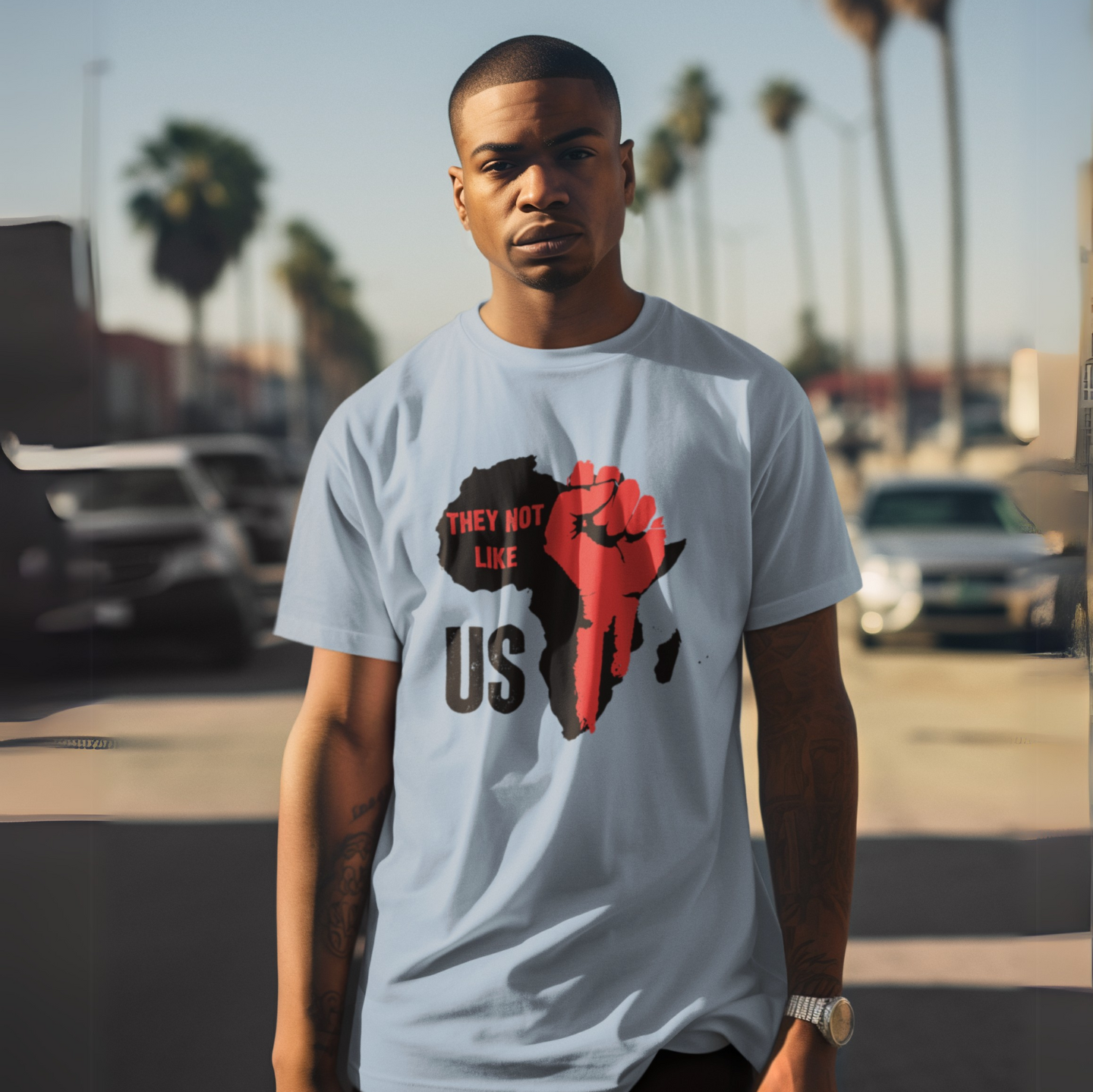 "THEY NOT LIKE US" (RED FIST AFRICA) CUSTOM DESIGN GRAPHIC