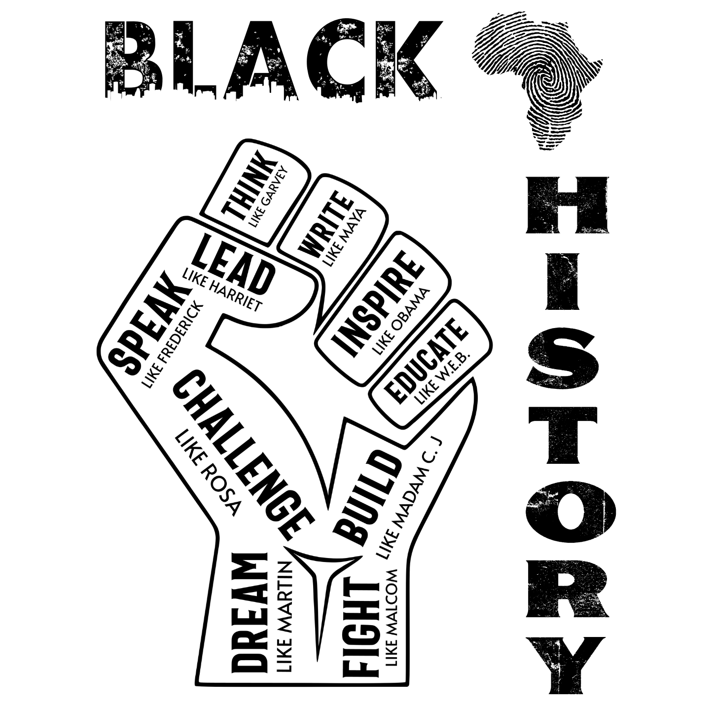 "BLACK HISTORY LEADERS" SIGNATURE CUSTOM SWEATSHIRT (BLACK PRINT)