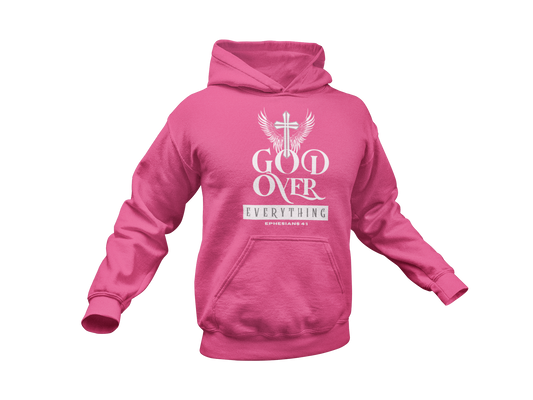 "GOD OVER EVERYTHING" CUSTOM GRAPHIC HOODIE (WHITE PRINT)