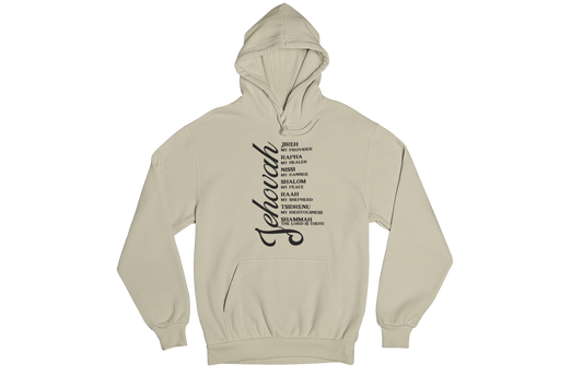 "JEHOVAH - HIS NAMES" CUSTOM GRAPHIC HOODIE (BLACK PRINT)