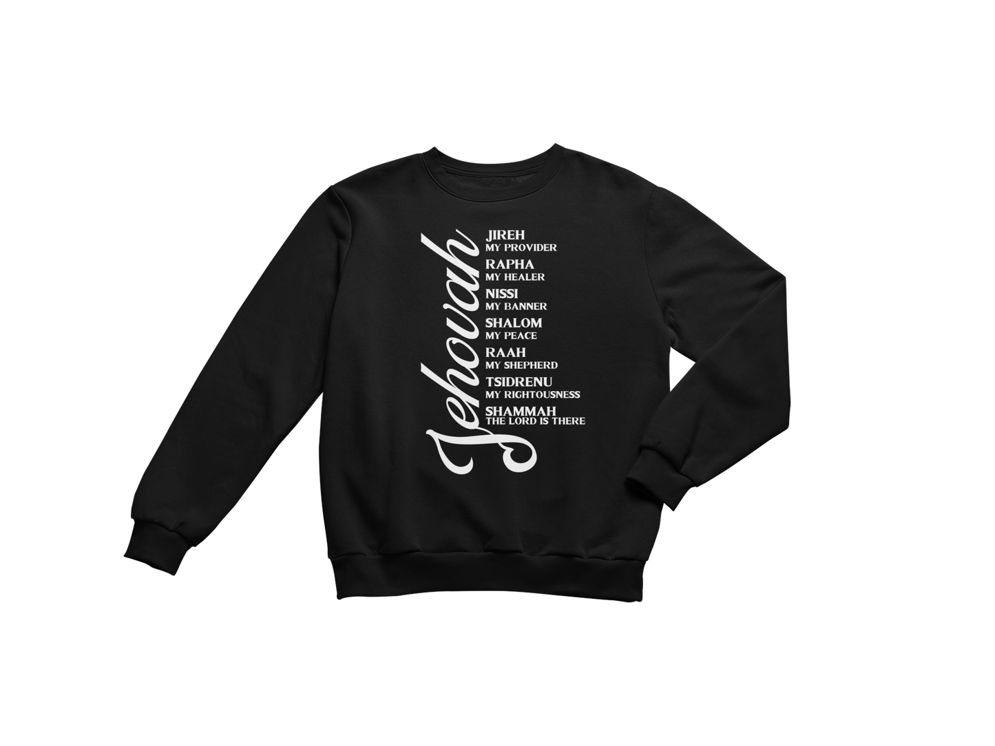 "JEHOVAH - HIS NAMES" CUSTOM DESIGN GRAPHIC (WHITE PRINT)