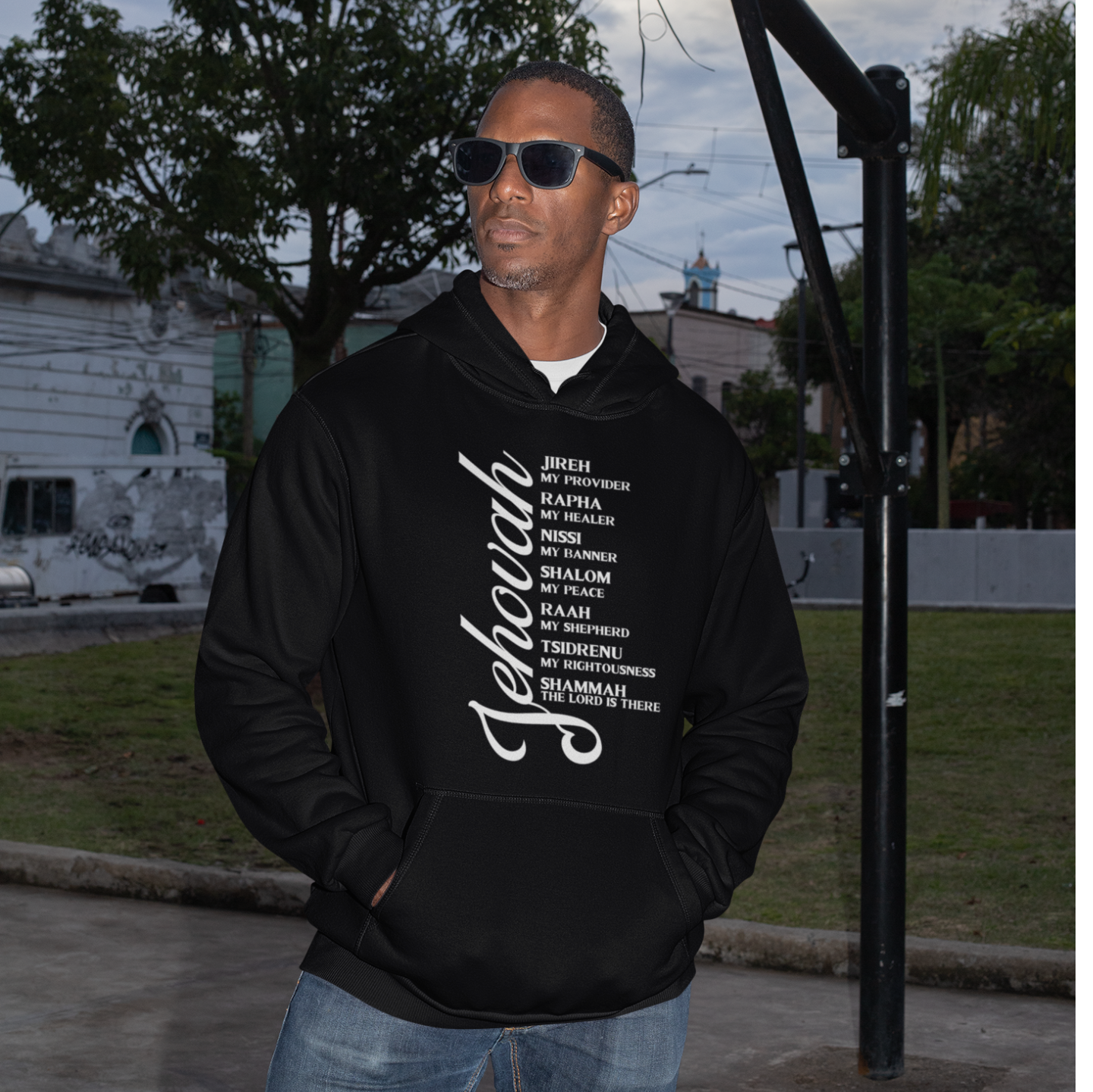 "JEHOVAH - HIS NAMES" CUSTOM DESIGN GRAPHIC (WHITE PRINT)
