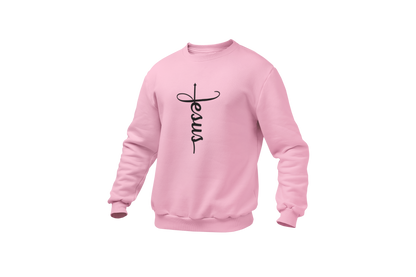 "JESUS" NAME BLACK CROSS - FAITH CUSTOM SWEATSHIRT