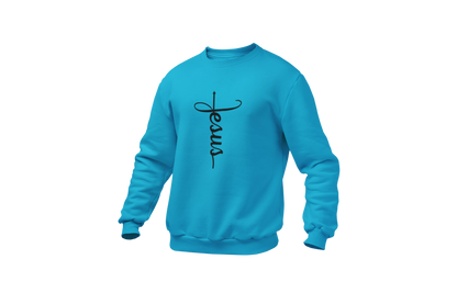 "JESUS" NAME BLACK CROSS - FAITH CUSTOM SWEATSHIRT