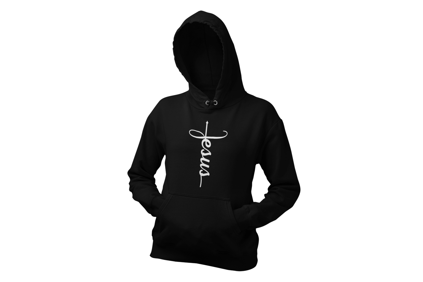 "JESUS" NAME WHITE CROSS - FAITH CUSTOM HOODIE