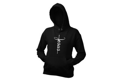 "JESUS" NAME WHITE CROSS - FAITH CUSTOM HOODIE