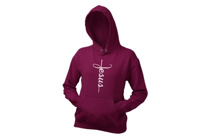 "JESUS" NAME WHITE CROSS - FAITH CUSTOM HOODIE
