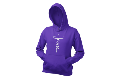 "JESUS" NAME WHITE CROSS - FAITH CUSTOM HOODIE
