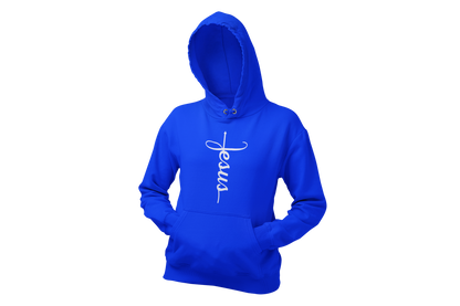 "JESUS" NAME WHITE CROSS - FAITH CUSTOM HOODIE