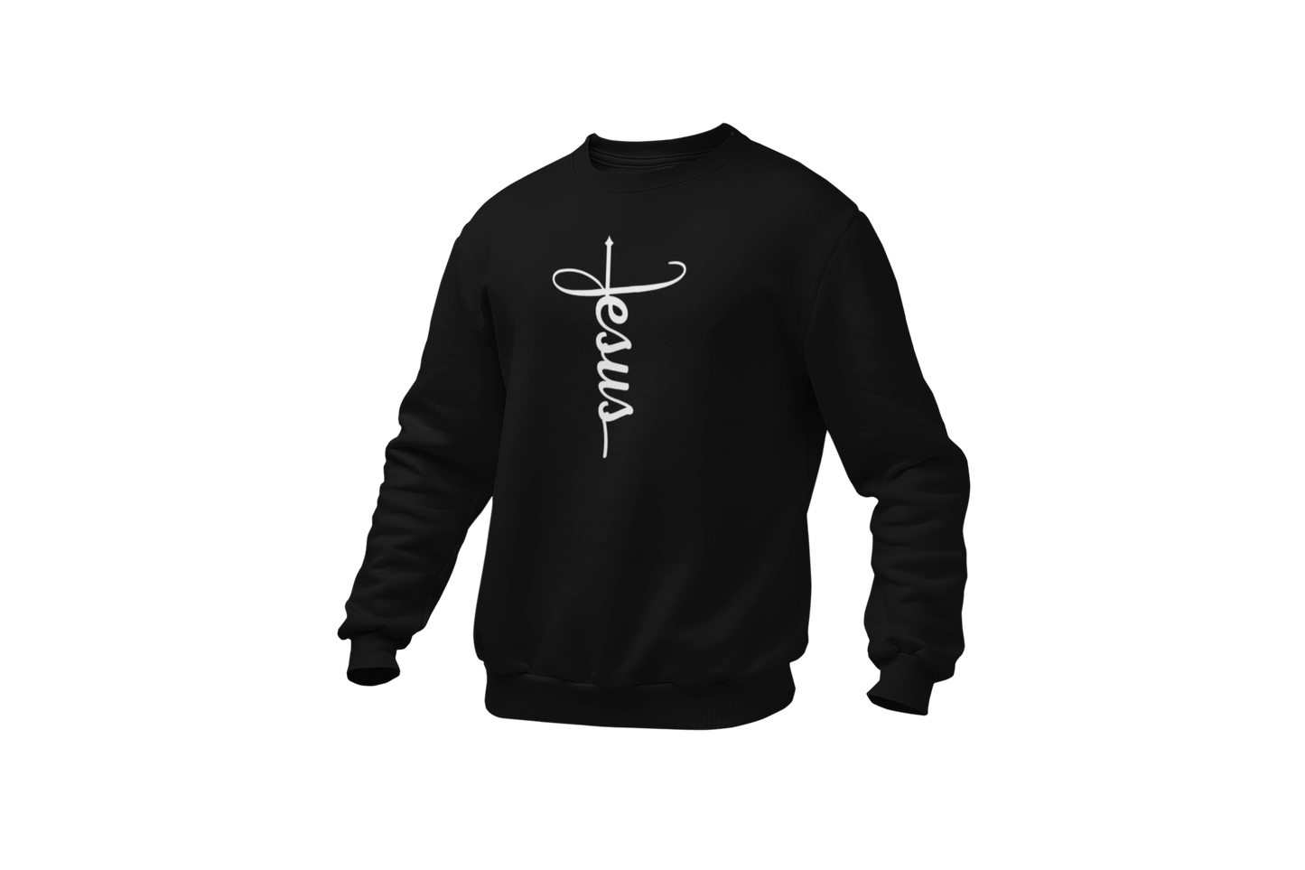 "JESUS" NAME WHITE CROSS - FAITH CUSTOM SWEATSHIRT