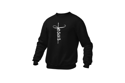 "JESUS" NAME WHITE CROSS - FAITH CUSTOM SWEATSHIRT