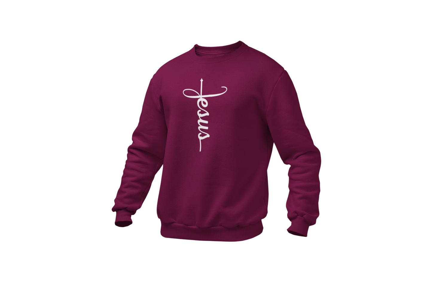 "JESUS" NAME WHITE CROSS - FAITH CUSTOM SWEATSHIRT