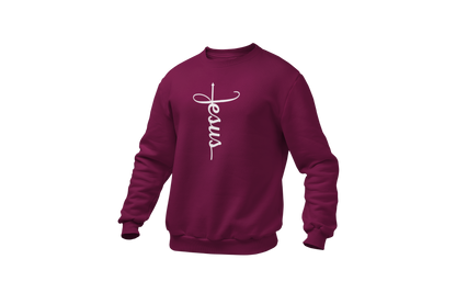 "JESUS" NAME WHITE CROSS - FAITH CUSTOM SWEATSHIRT