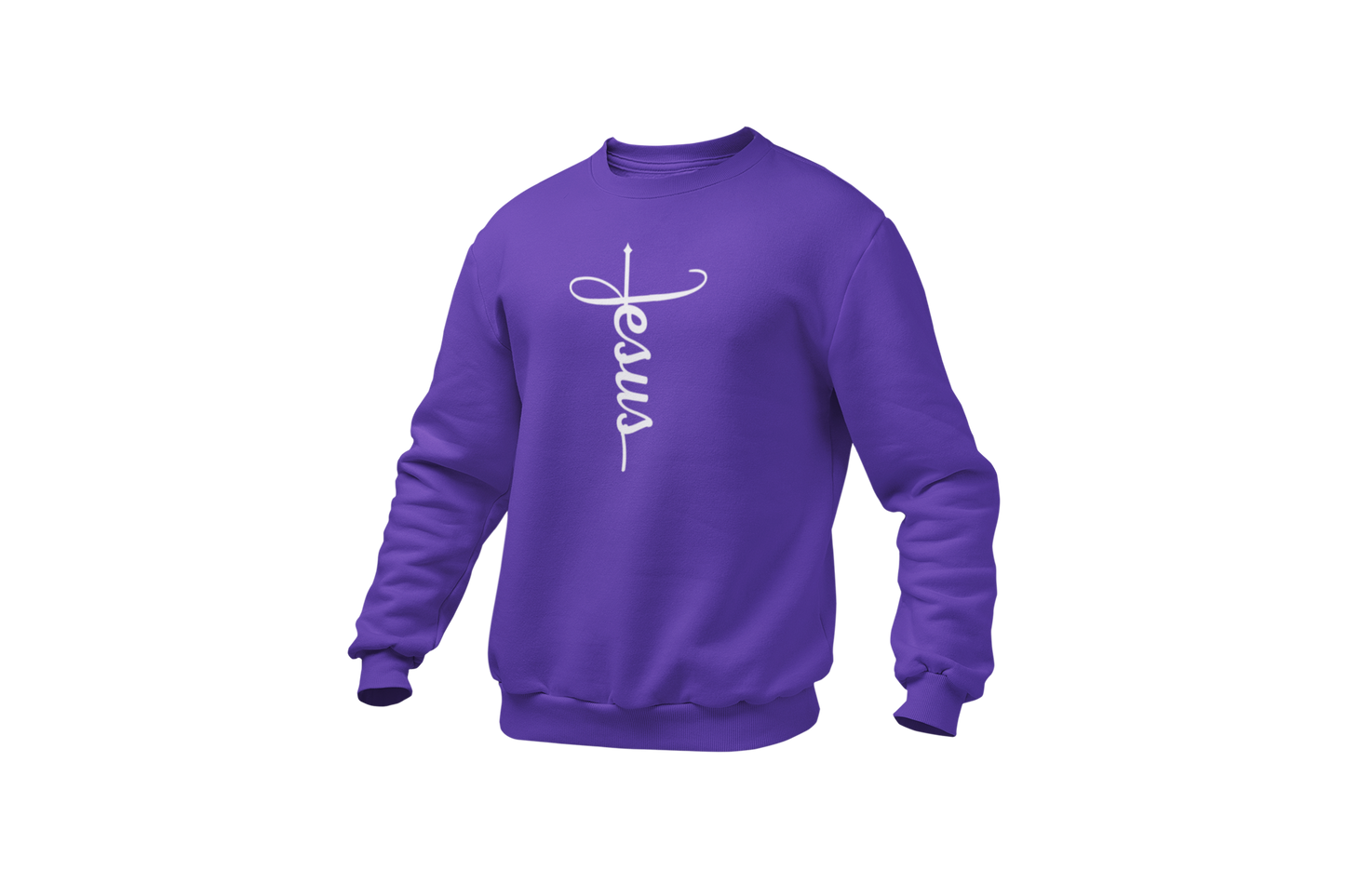 "JESUS" NAME WHITE CROSS - FAITH CUSTOM SWEATSHIRT