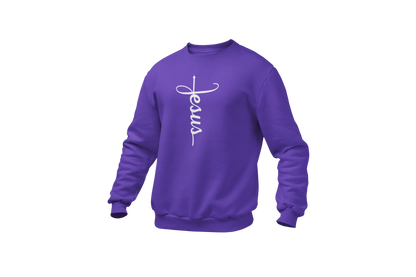 "JESUS" NAME WHITE CROSS - FAITH CUSTOM SWEATSHIRT