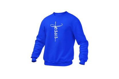 "JESUS" NAME WHITE CROSS - FAITH CUSTOM SWEATSHIRT