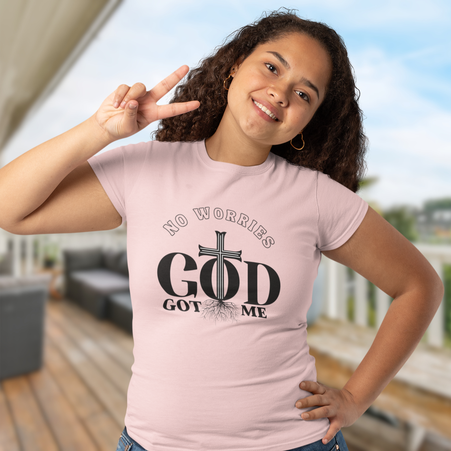 "NO WORRIES GOD GOT ME" CUSTOM GRAPIC DESIGN (BLACK PRINT)