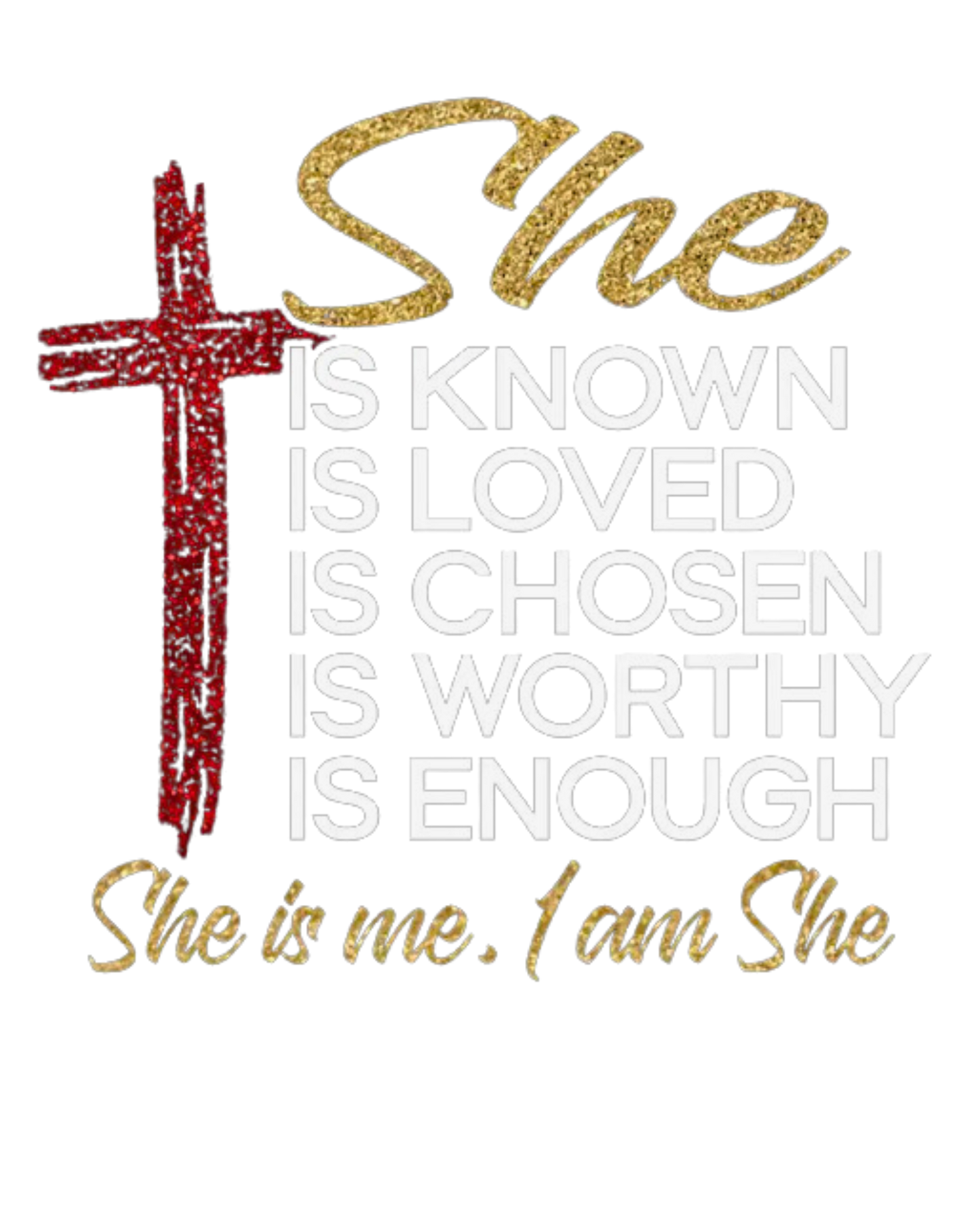 "SHE IS ME, I AM SHE" GRAPHIC PRINT