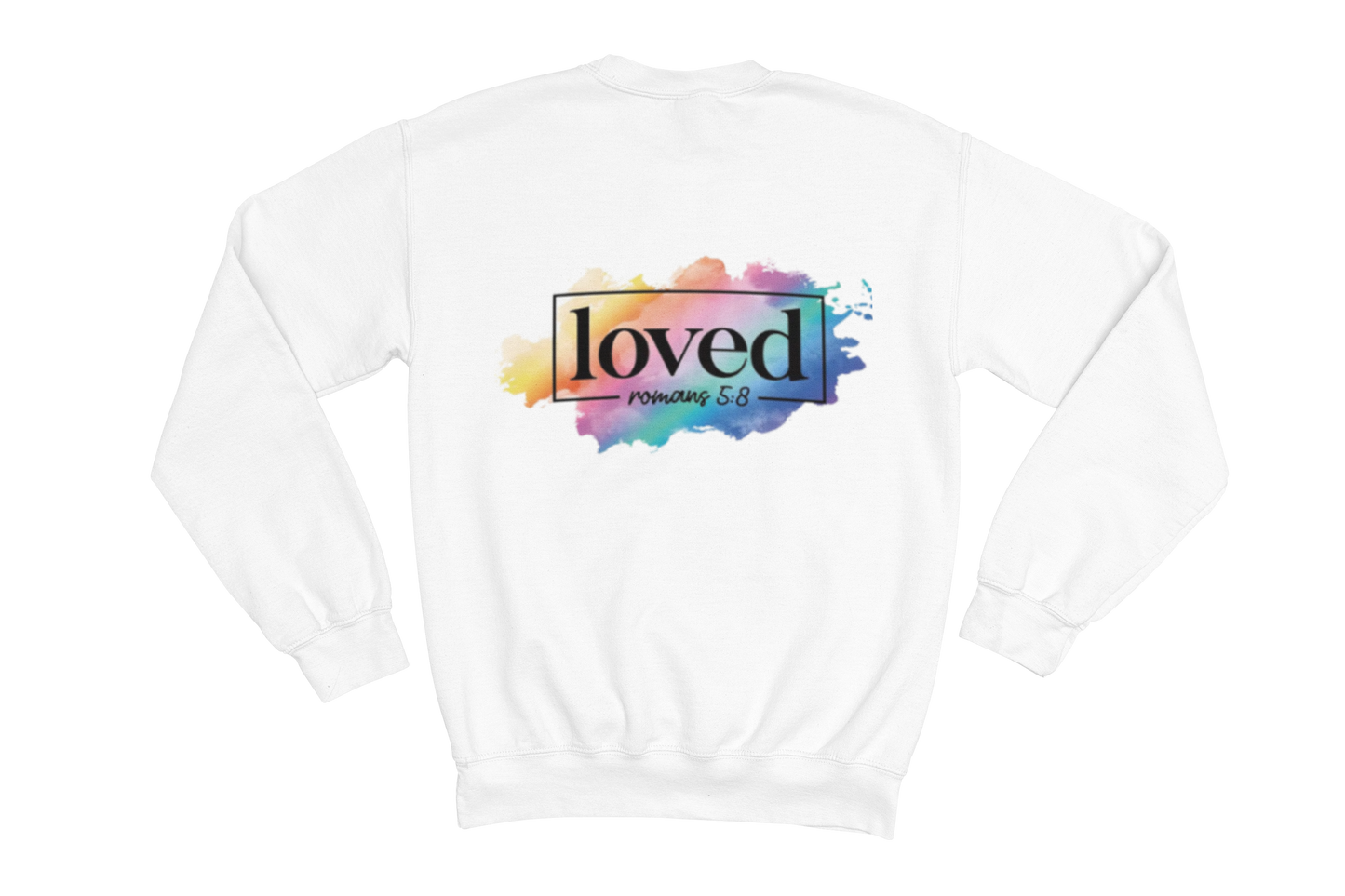 "LOVED" ROMANS 5:8" GRAPHIC PRINT