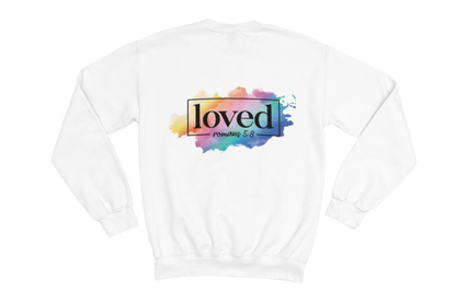 "LOVED" ROMANS 5:8" GRAPHIC PRINT