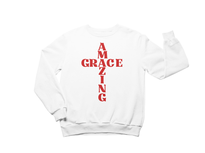 "AMAZING GRACE CROSS" CUSTOM DESIGN SWEATSHIRT