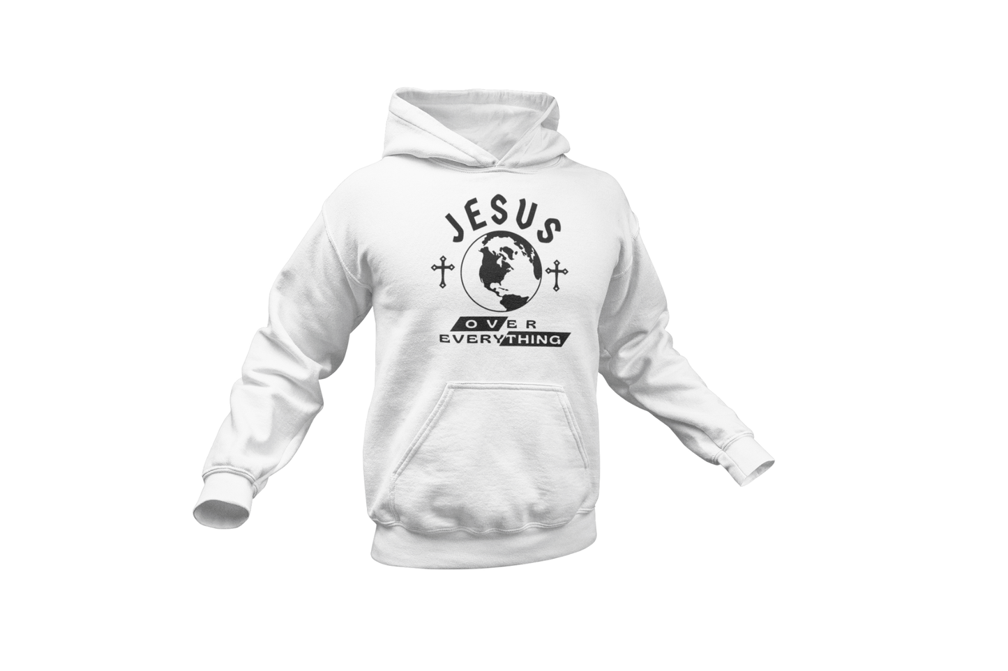 "JESUS OVER EVERYTHING" SIGNATURE DESIGN GRAPHIC HOODIE