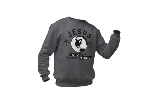"JESUS OVER EVERYTHING" SIGNATURE DESIGN GRAPHIC SWEATSHIRT