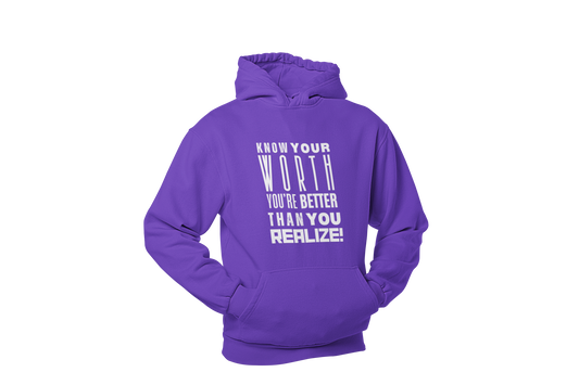 "KNOW YOUR WORTH" CUSTOM GRAPHIC HOODIE