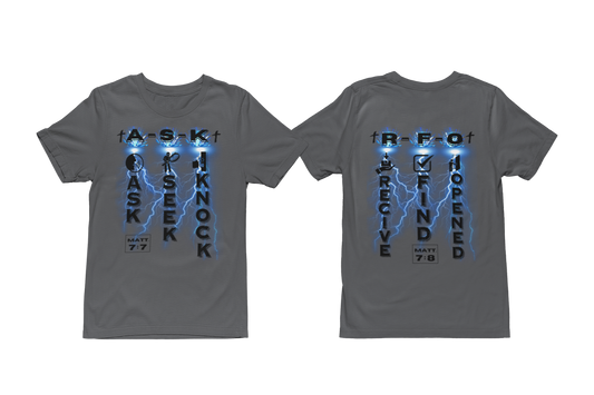 "MATTHEW 7:7-8 -- A.S.K, R.F.O."  SIGNATURE CUSTOM T-SHIRT
