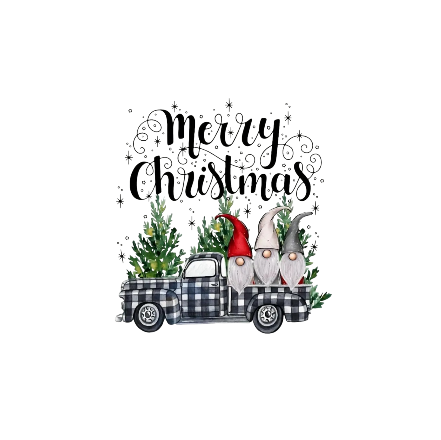 "MERRY CHRISTMAS GNOMES ELVES TRUCK " SIGNATURE HOLIDAY DESIGN
