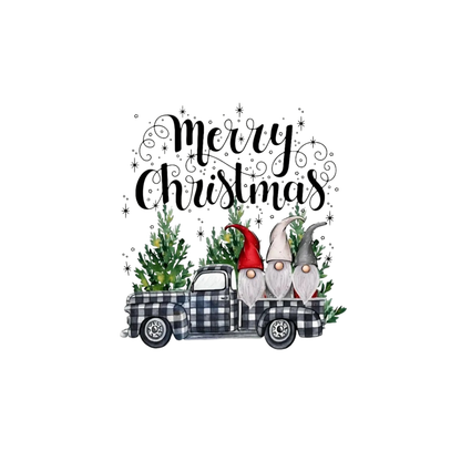 "MERRY CHRISTMAS GNOMES ELVES TRUCK " SIGNATURE HOLIDAY DESIGN