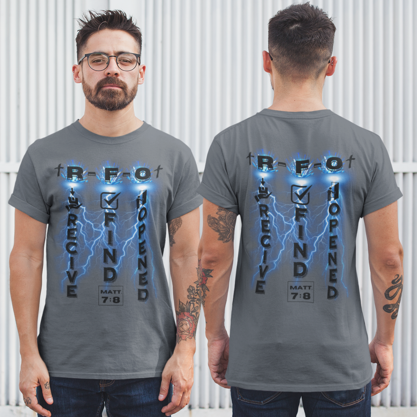 "MATTHEW 7:7-8 -- A.S.K, R.F.O."  SIGNATURE CUSTOM T-SHIRT