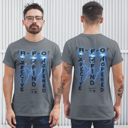 "MATTHEW 7:7-8 -- A.S.K, R.F.O."  SIGNATURE CUSTOM T-SHIRT