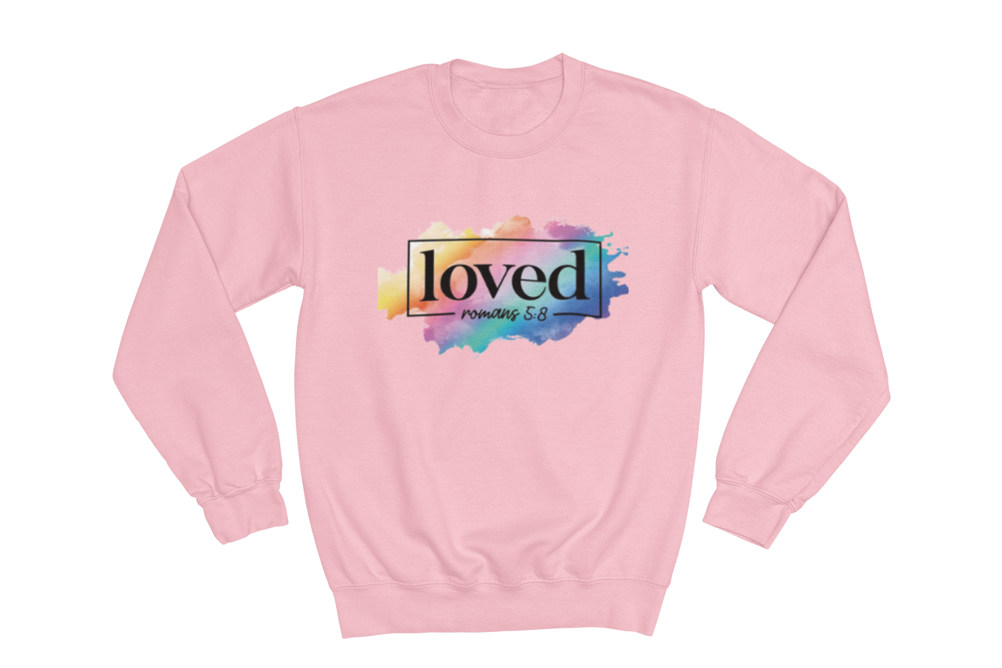 "LOVED" ROMANS 5:8" GRAPHIC PRINT