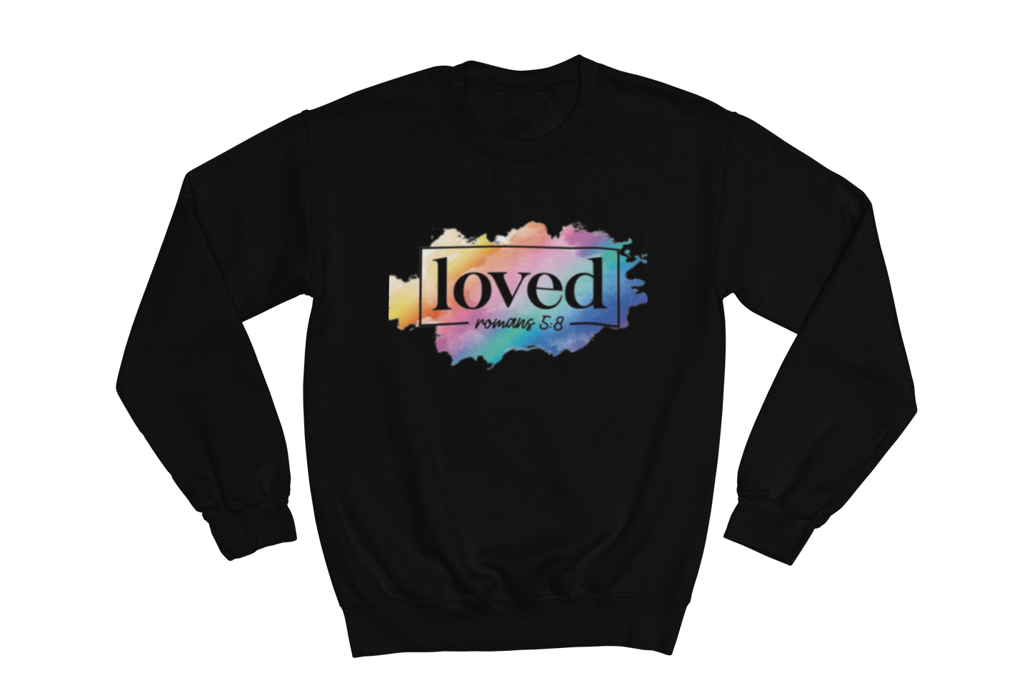 "LOVED" ROMANS 5:8" GRAPHIC PRINT