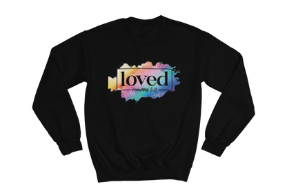 "LOVED" ROMANS 5:8" GRAPHIC PRINT