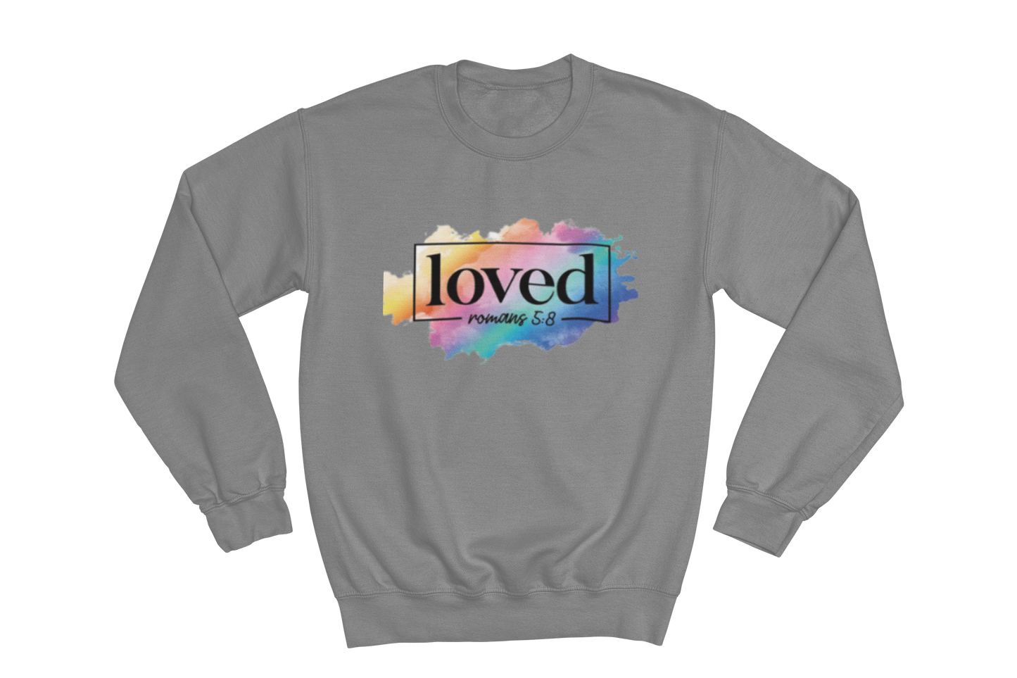 "LOVED" ROMANS 5:8" GRAPHIC PRINT